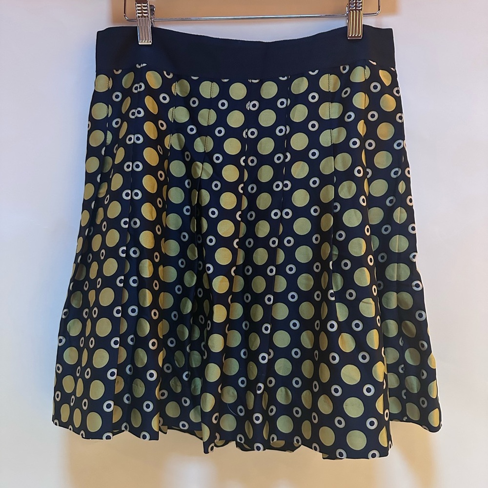 Milly Navy and Yellow Polka Dot Skater Skirt